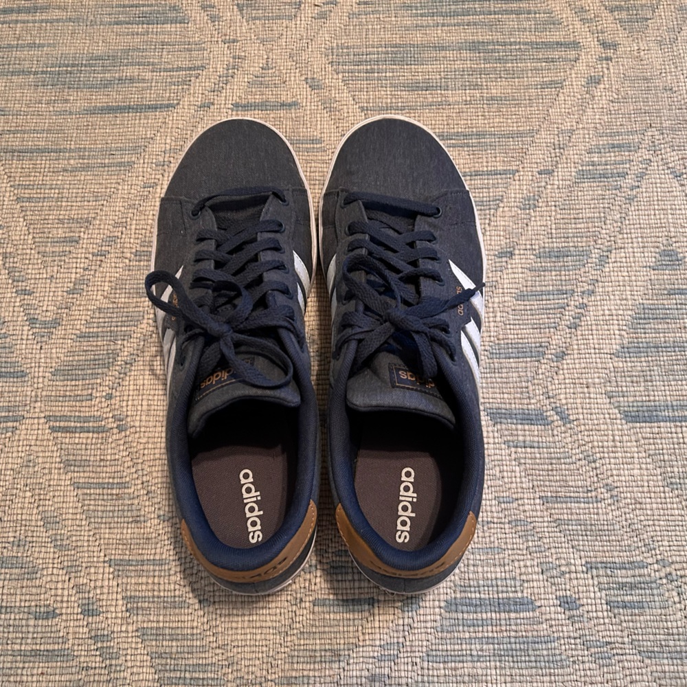 Adidas Men’s Navy Blue Canvas Court Sneakers, Size 13
